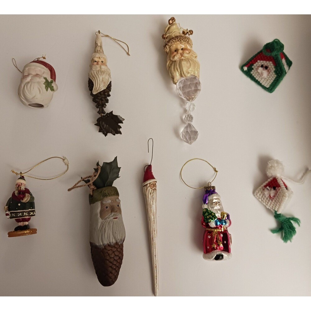 Lot of 9 Different Eclectic Santa Christmas Ornaments - Picture 2 of 11